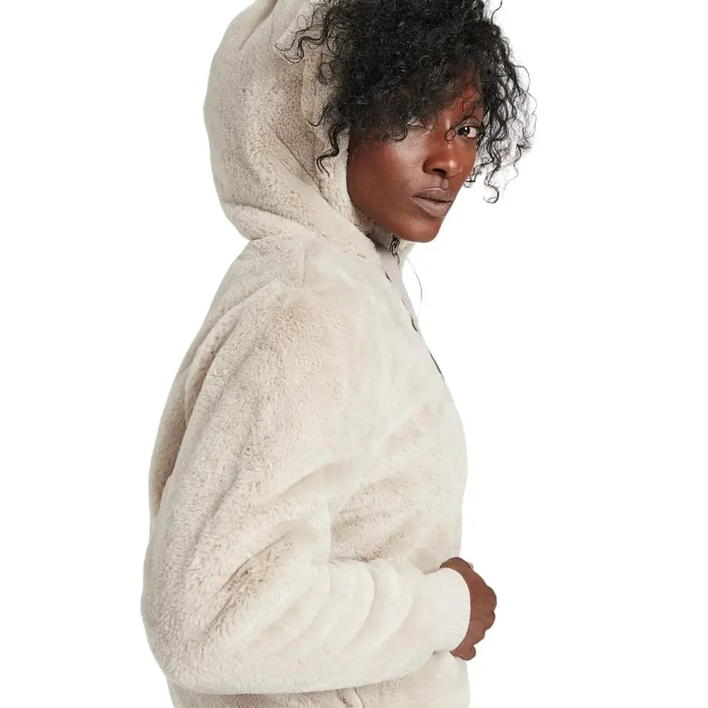 ATHLETA Ritual Faux Fur Bomber Hoodie Jacket Abalone Grey Sz. XS - Picture 3 of 9